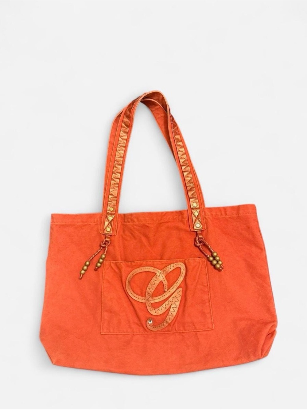 50cents G UNIT brand Orange Tote Bag with Decorative Stitching